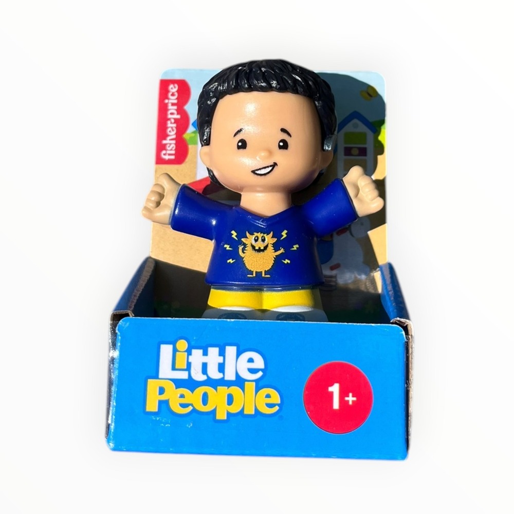 NEW Fisher-Price Little People Boy w/Cochlear Implant Blue Monster Shirt HYJ98